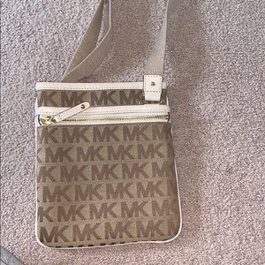 Michael Kors Cream and Tan Crossbody Purse